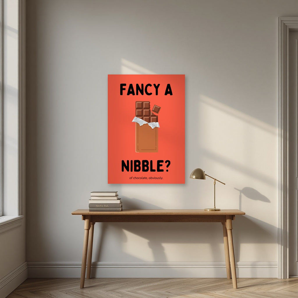 Fancy a Nibble – Ketchup Coral art print, unframed poster, styled in a desk