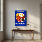 The Full Monty – Britannia Blue art print, on slim canvas, styled in a desk