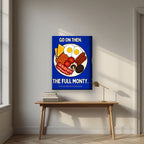 The Full Monty – Britannia Blue art print, on thick canvas, styled in a desk