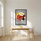 The Full Monty – Drizzle Grey art print, in a black frame, styled in a kitchen