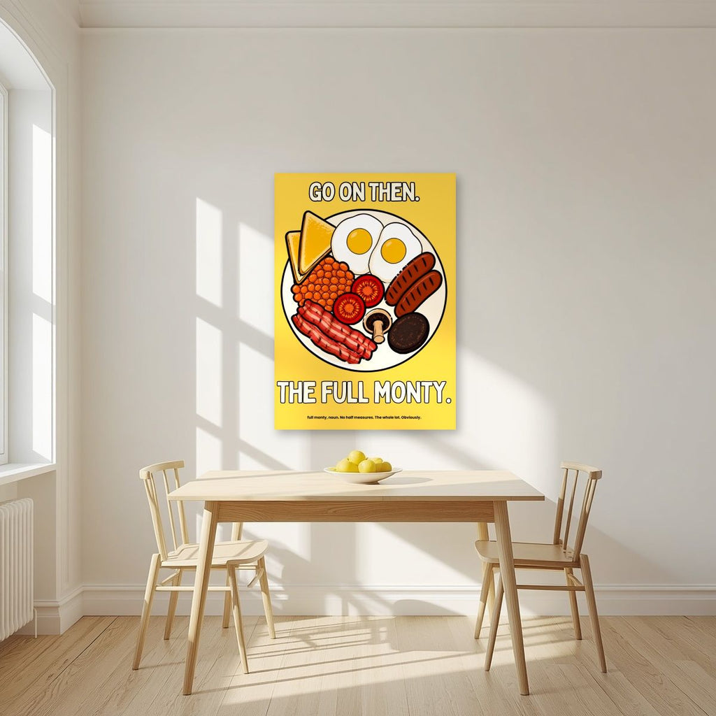 The Full Monty – English Mustard art print, unframed poster, styled in a kitchen