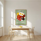 The Full Monty – Garden Sage art print, in an oak frame, styled in a kitchen