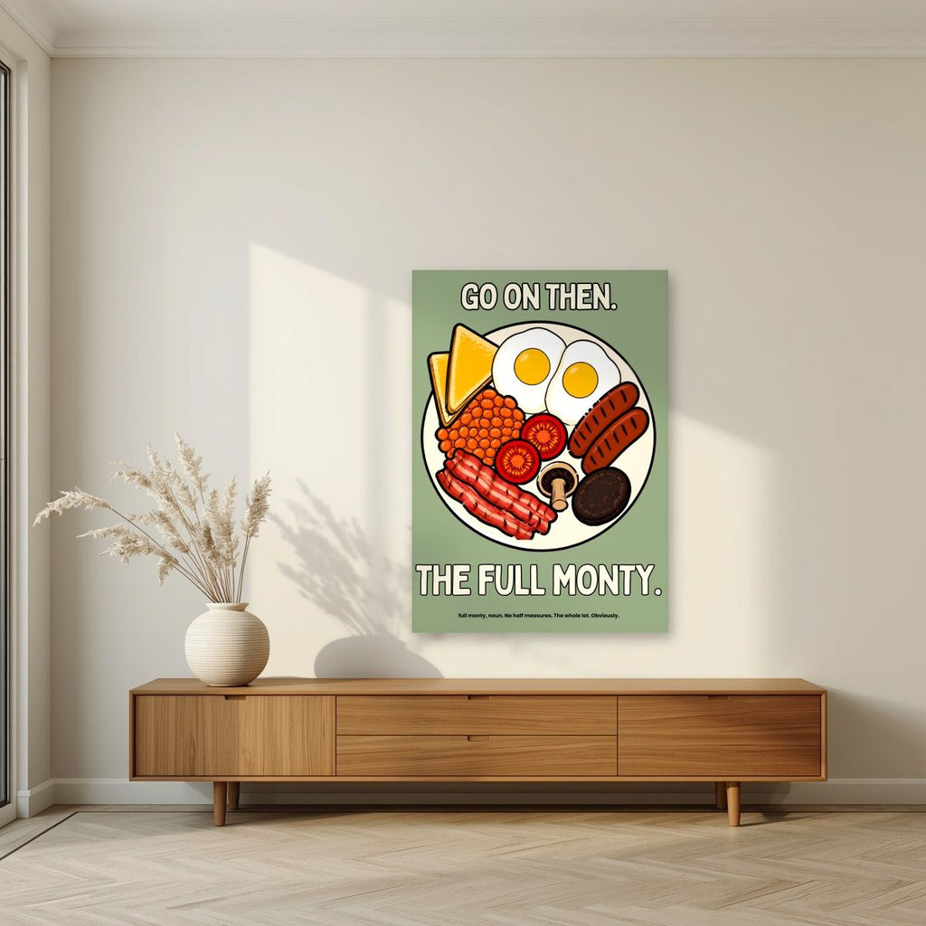 The Full Monty – Garden Sage art print, unframed poster, styled in a living room