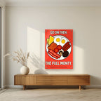 The Full Monty – Ketchup Coral art print, as an acrylic print, styled in a living room