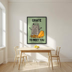 Grate to Meet You – Allotment Sage art print, in a black frame, styled in a kitchen