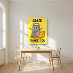 Grate to Meet You – Chippy Gold art print, as an acrylic print, styled in a kitchen
