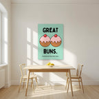 Great Buns – Mint Icing art print, unframed poster, styled in a kitchen