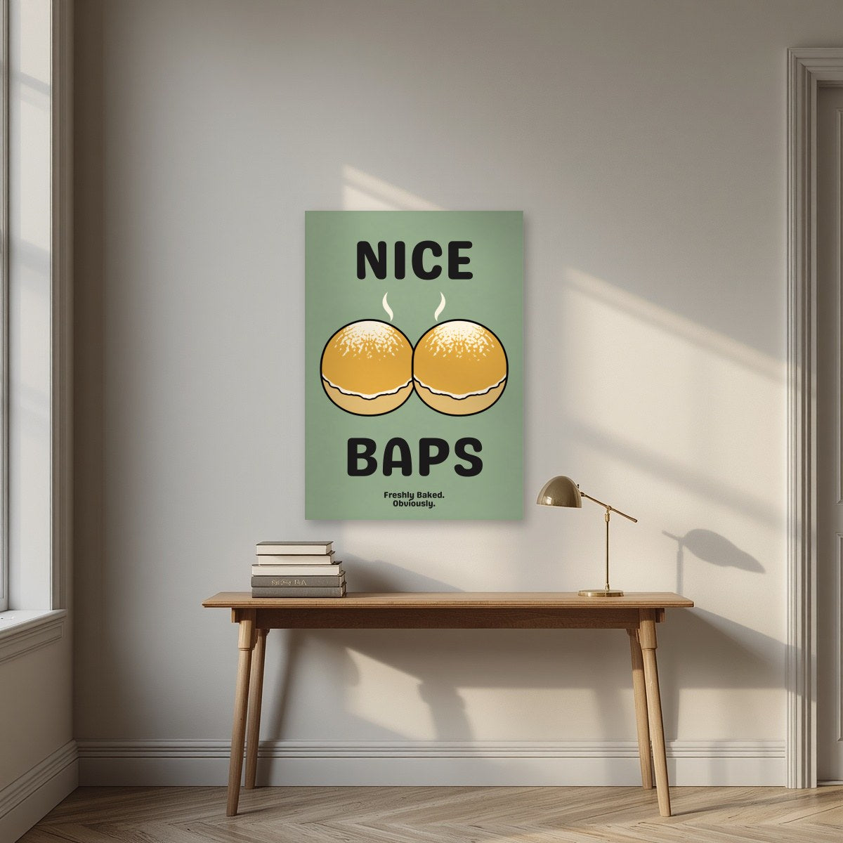 Nice Baps – Allotment Sage art print, unframed poster, styled in a desk