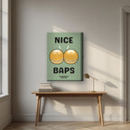 Nice Baps – Allotment Sage art print, on thick canvas, styled in a desk