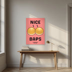 Nice Baps – Bakehouse Coral art print, unframed poster, styled in a desk