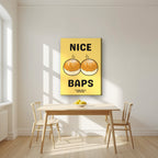Nice Baps – Chippy Gold art print, on slim canvas, styled in a kitchen