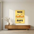Nice Baps – Chippy Gold art print, unframed poster, styled in a living room