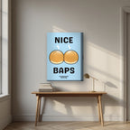 Nice Baps – Deckchair Blue art print, on thick canvas, styled in a desk