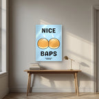 Nice Baps – Deckchair Blue art print, as an acrylic print, styled in a desk