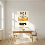 Nice Baps – Flour Cream art print, unframed poster, styled in a kitchen