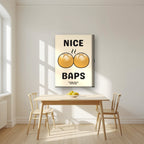 Nice Baps – Flour Cream art print, on thick canvas, styled in a kitchen