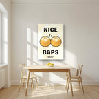 Nice Baps – Flour Cream art print, as an acrylic print, styled in a kitchen