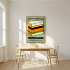 Now That's What I Call a Proper Sarnie – Allotment Sage art print, in an oak frame, styled in a kitchen
