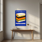 Now That's What I Call a Proper Sarnie – Deckchair Navy art print, unframed poster, styled in a desk