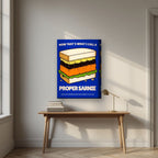 Now That's What I Call a Proper Sarnie – Deckchair Navy art print, on thick canvas, styled in a desk
