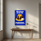 The Proof Is In The Pudding – Inkwell Blue art print, as an acrylic print, styled in a desk