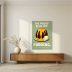 The Proof Is In The Pudding – Orchard Sage art print, unframed poster, styled in a living room