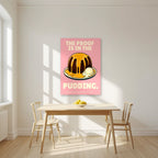 The Proof Is In The Pudding – Positano Pink art print, unframed poster, styled in a kitchen