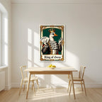 King of Geese – Emerald Baize art print, unframed poster, styled in a kitchen