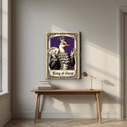 King of Geese – Sovereign Purple art print, on thick canvas, styled in a desk