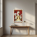 Queen of Geese – Claret Court art print, unframed poster, styled in a desk