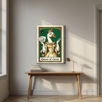 Queen of Geese – Emerald Reign art print, on thick canvas, styled in a desk