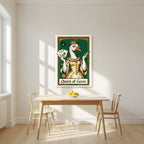 Queen of Geese – Emerald Reign art print, unframed poster, styled in a kitchen