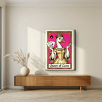 Queen of Geese – Fuchsia Flush art print, on thick canvas, styled in a living room