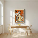 Queen of Geese – Tangerine Throne art print, on thick canvas, styled in a kitchen