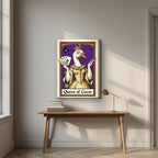 Queen of Geese – Violet Velvet art print, on thick canvas, styled in a desk