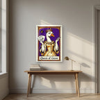 Queen of Geese – Violet Velvet art print, as an acrylic print, styled in a desk