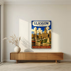 Scotland's Greatest City — Glasgow art print, as an acrylic print, styled in a living room