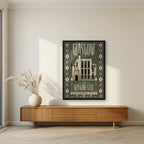 The Glasgow Style — Glasgow art print, in a black frame, styled in a living room