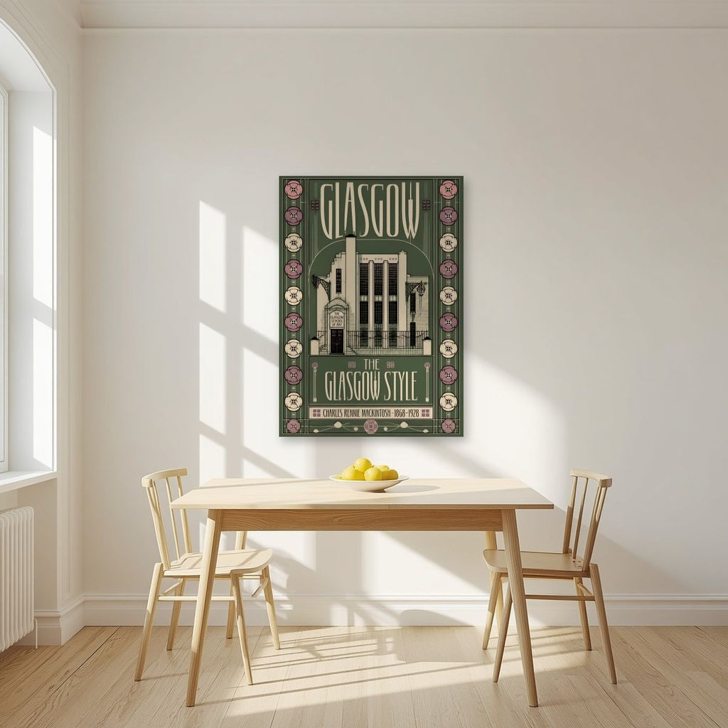 The Glasgow Style — Glasgow art print, unframed poster, styled in a kitchen