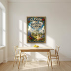 The Kibble Palace — Glasgow art print, in an oak frame, styled in a kitchen