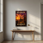 The Necropolis — Glasgow art print, as an acrylic print, styled in a desk