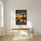 The River Clyde — Glasgow art print, on slim canvas, styled in a kitchen