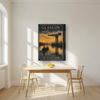 The River Clyde — Glasgow art print, on thick canvas, styled in a kitchen