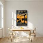 The River Clyde — Glasgow art print, as an acrylic print, styled in a kitchen