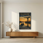 The River Clyde — Glasgow art print, unframed poster, styled in a living room