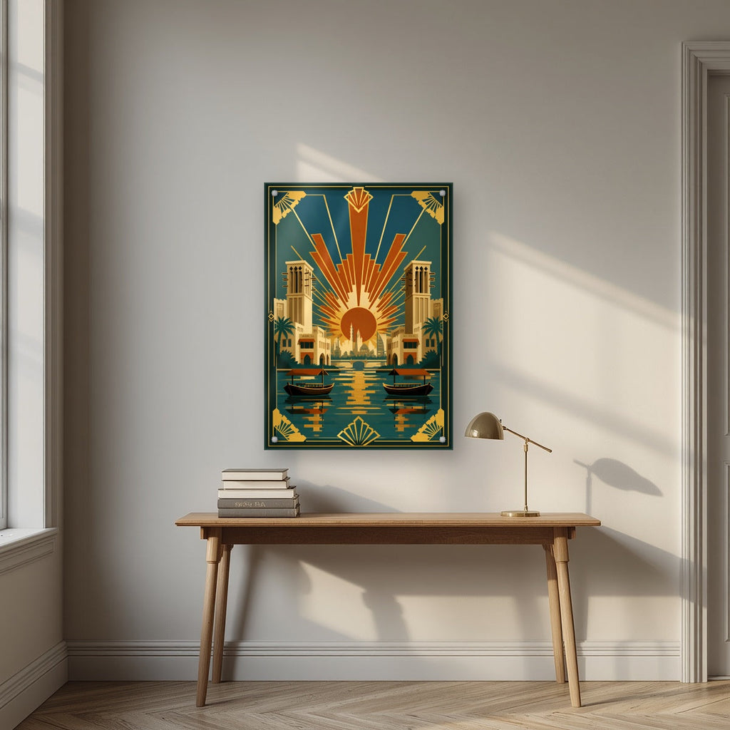 Golden Hour on the Creek | Dubai Art Print — acrylic print, room scene