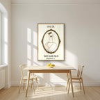 One Is Not Amused – Buttermilk Stripe art print, in an oak frame, styled in a kitchen