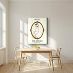 One Is Not Amused – Buttermilk Stripe art print, on thick canvas, styled in a kitchen