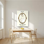One Is Not Amused – Buttermilk Stripe art print, as an acrylic print, styled in a kitchen