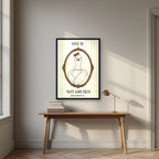 One Is Not Amused – Buttermilk Stripe art print, in a black frame, styled in a desk